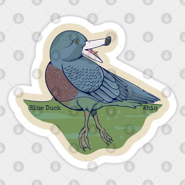 Blue duck whio Sticker by mailboxdisco